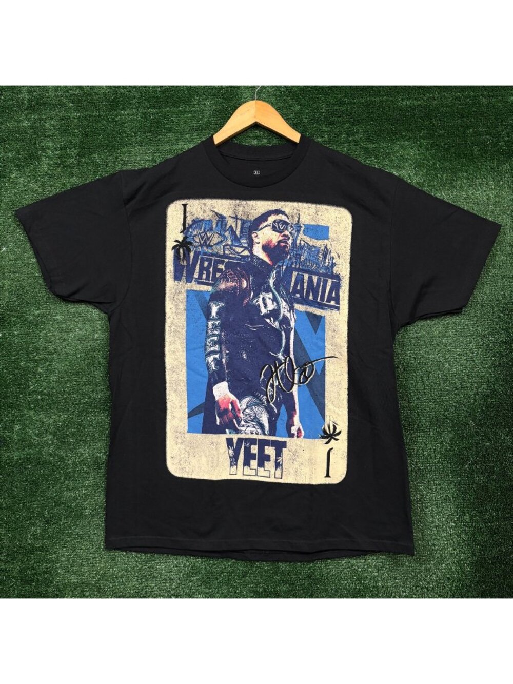 WWE Legends Jey Uso Yeet Wrestlemania Card T-Shirt Size Extra Large
